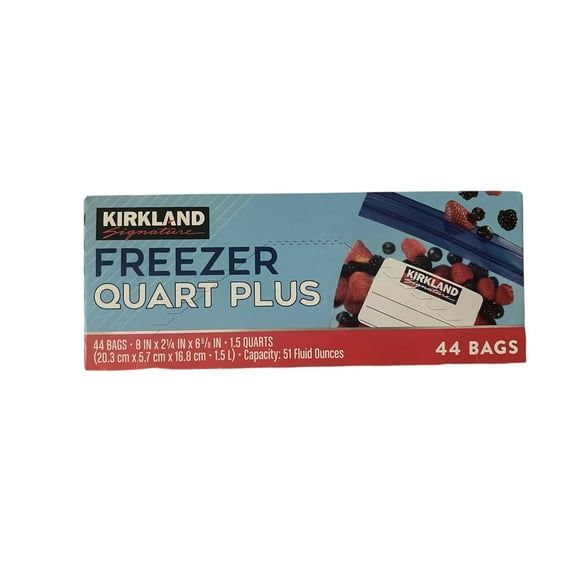 Kirkland Signature Freezer Quart Plus Bags, 1 Package of 44 bags