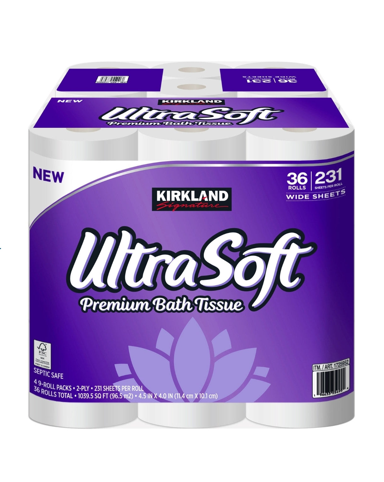 Kirkland Signature Ultra Soft Bath Tissue, 2-Ply, 231 Sheets, 36 Rolls