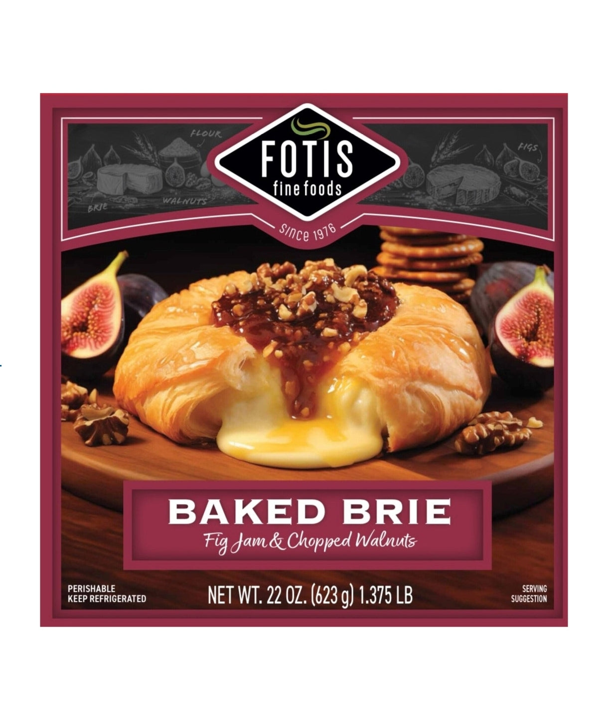 Fotis Baked Brie with Fig Jam & Chopped Walnuts, 22 oz
