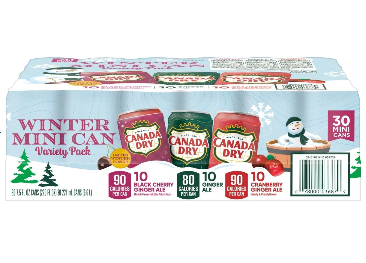Canada Dry Winter Mini Variety, 7.50 fl oz, 30-pack