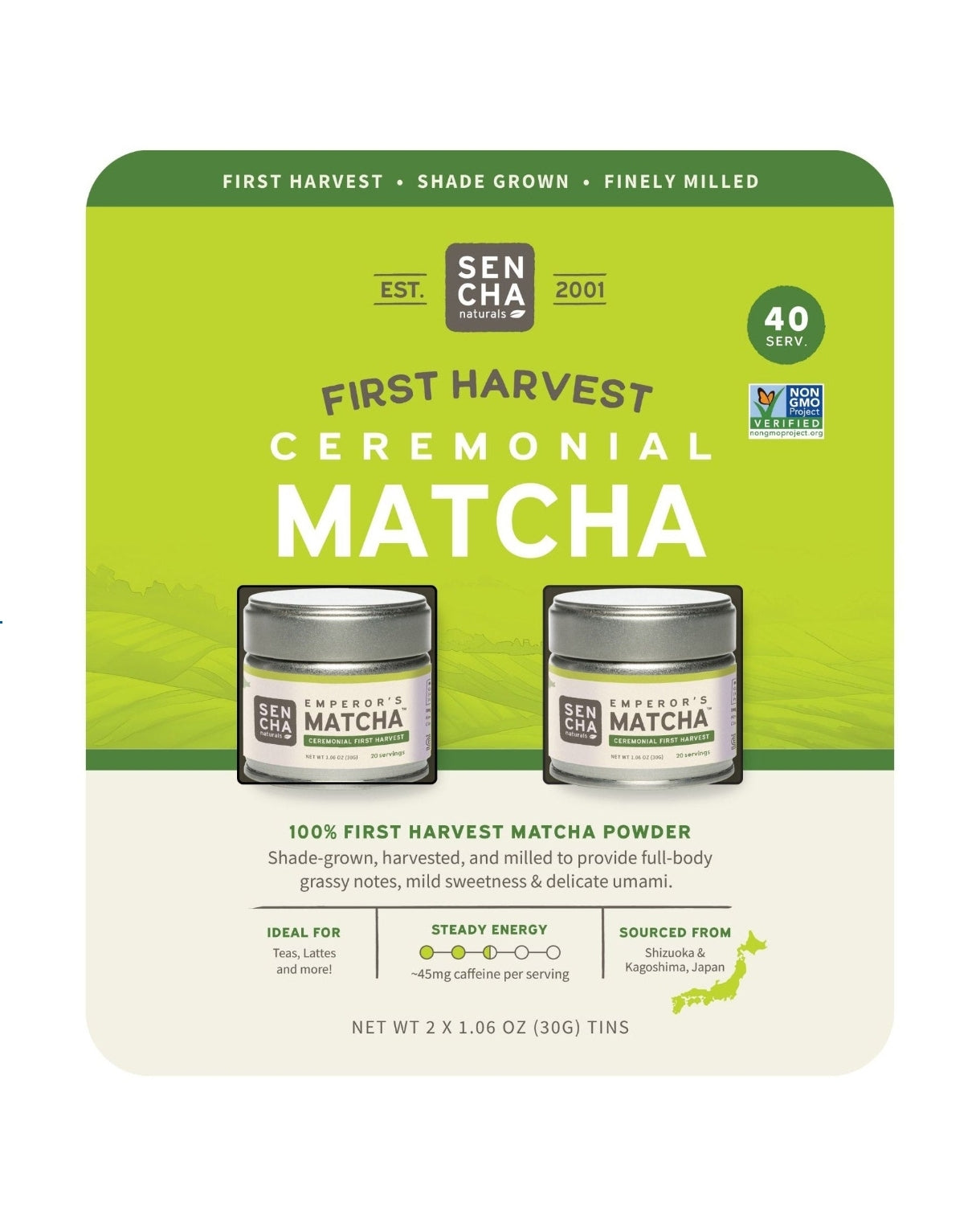 Sencha Naturals Ceremonial Matcha, 1.06 oz, 2-count