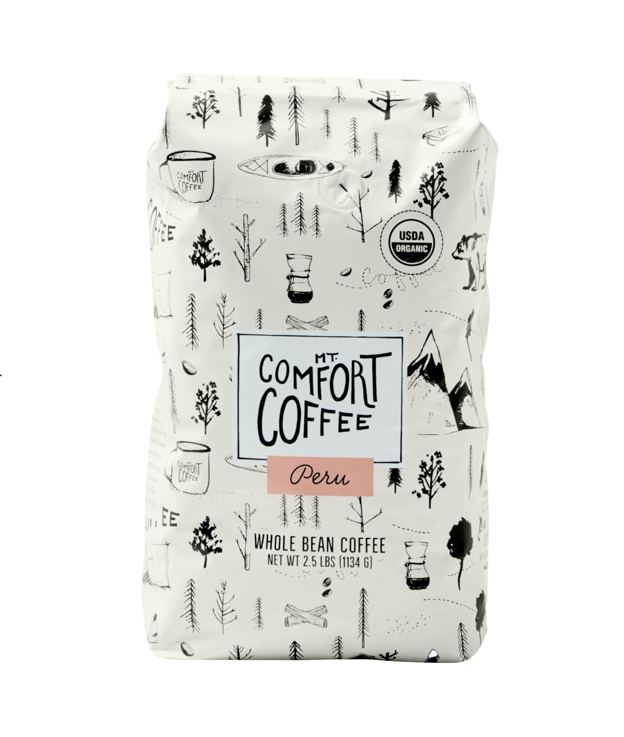 Mt. Comfort Organic Peru Coffee, Whole Bean, 2.5 lbs
