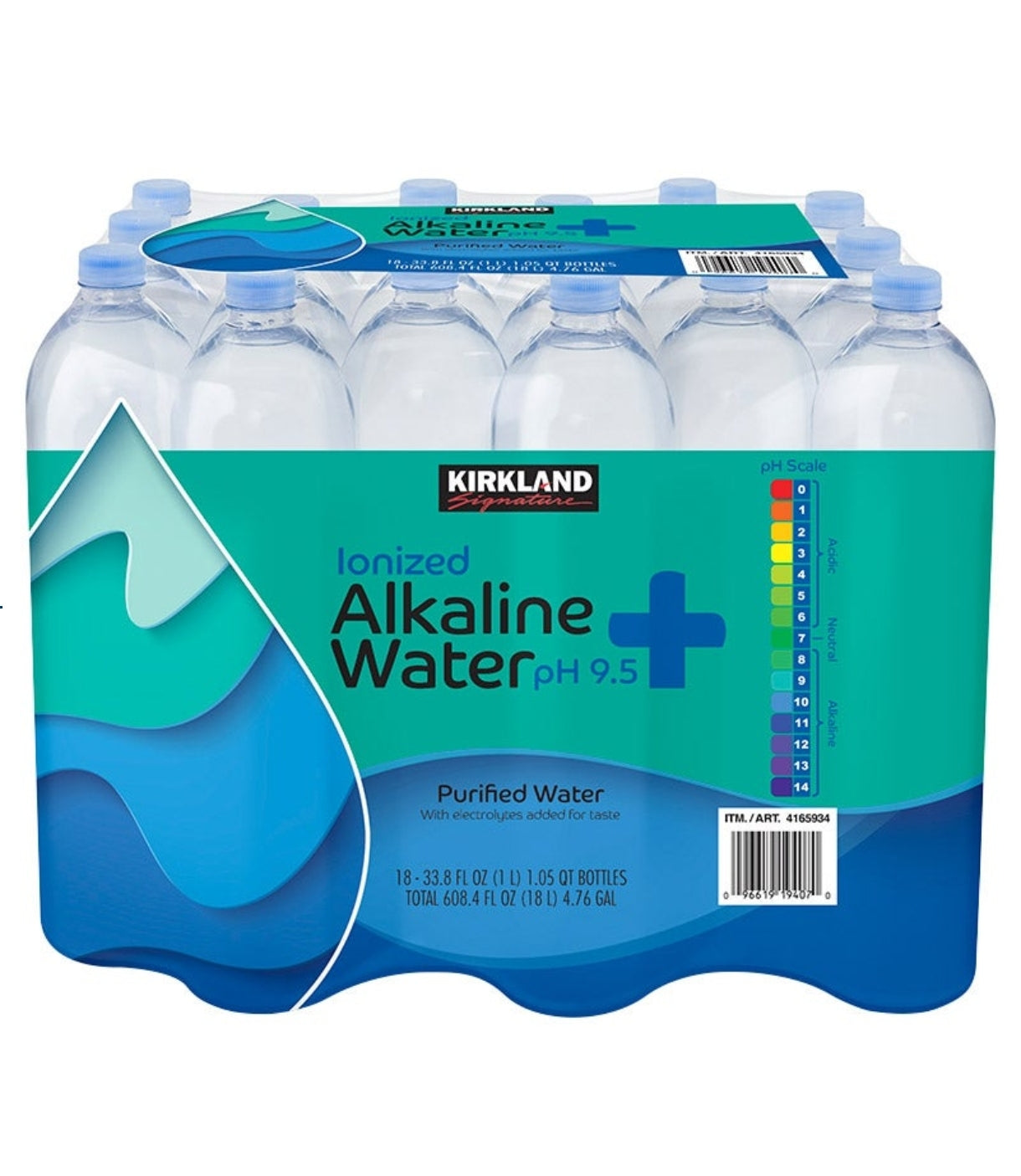 Kirkland Signature Alkaline Water, 1 L, 18-count
