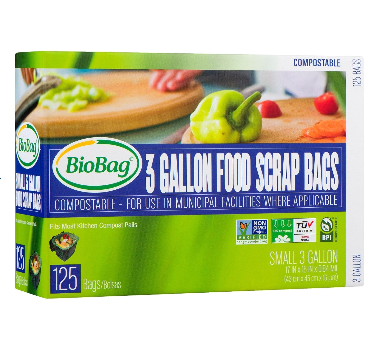 Bio Bag Food Waste Bag, 3 gal, 125-count