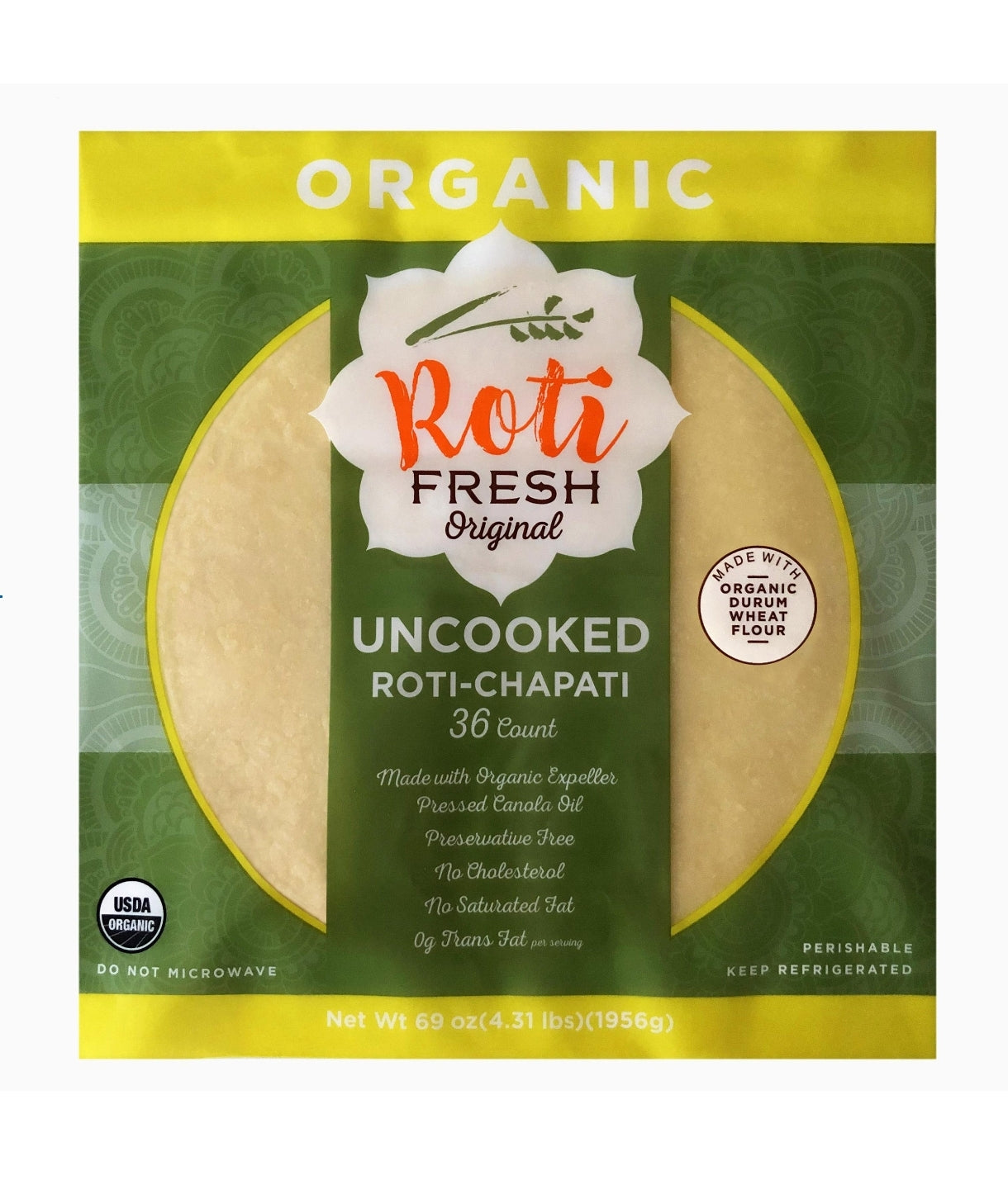 Roti Organic Uncooked Roti-Chapati, 69 oz, 36 count