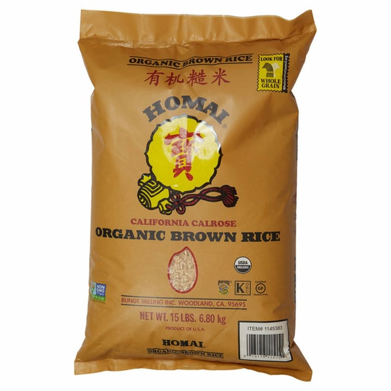 Homai Organic Brown Rice, 15 lbs