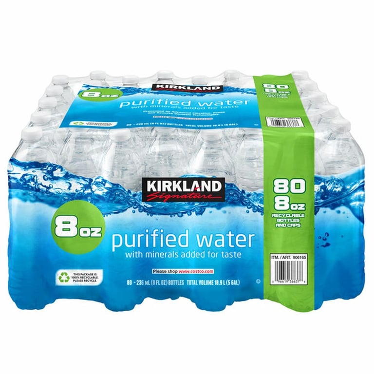 Kirkland Signature Drinking Water, 80 Pack 8 ounces each