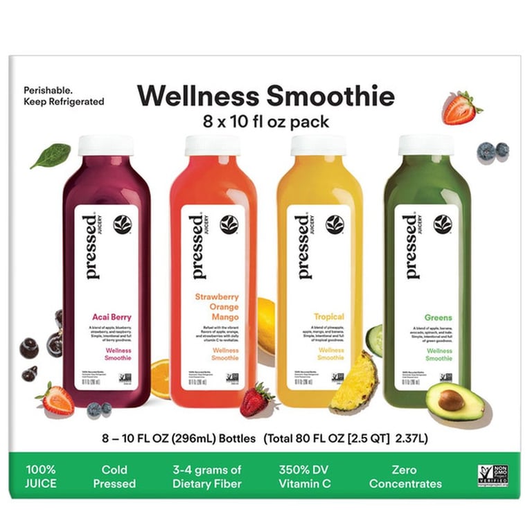 Pressed Juicery Wellness Smoothies, 10 oz, 8-count
