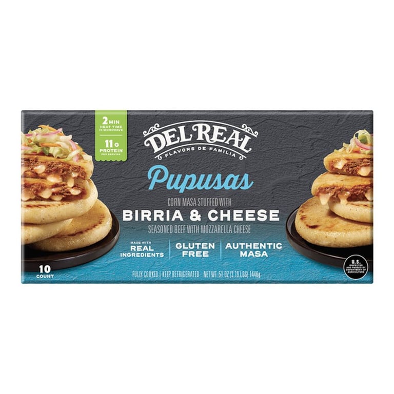 Del Real Birria & Cheese Pupusas, 10-count