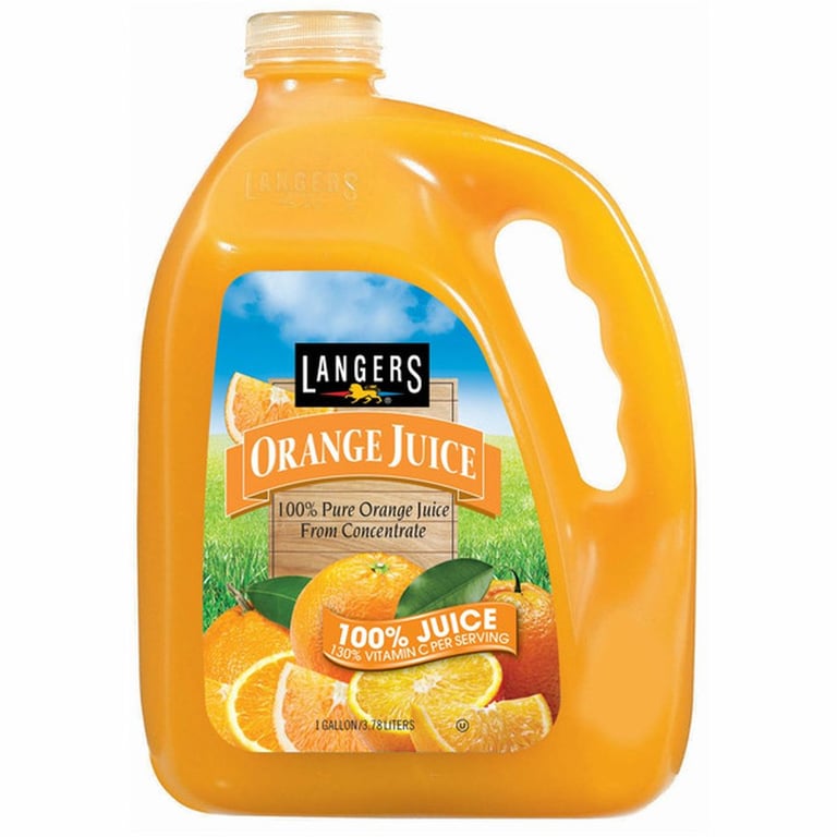 Langers 100% Orange Juice, 128 oz, 2 count