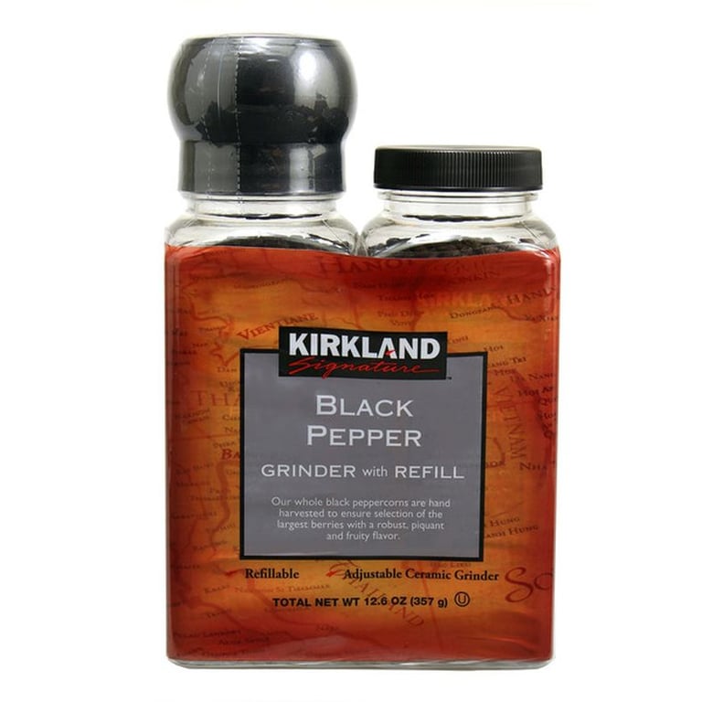 Kirkland Signature, Black Pepper with Grinder, 6.3 oz, 2-Count