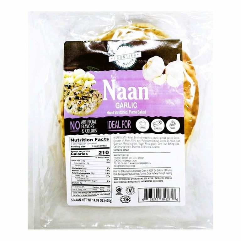 Frontier Bakery Garlic Naan , 14.99 oz. EACH, 2-count