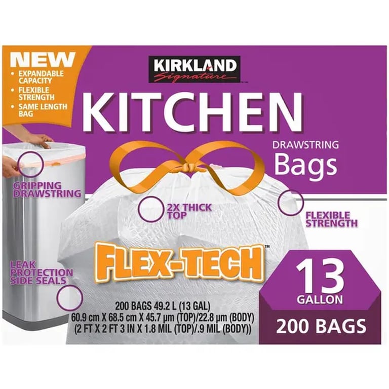 Kirkland Signature 13-Gallon Trash Bag, 200-count