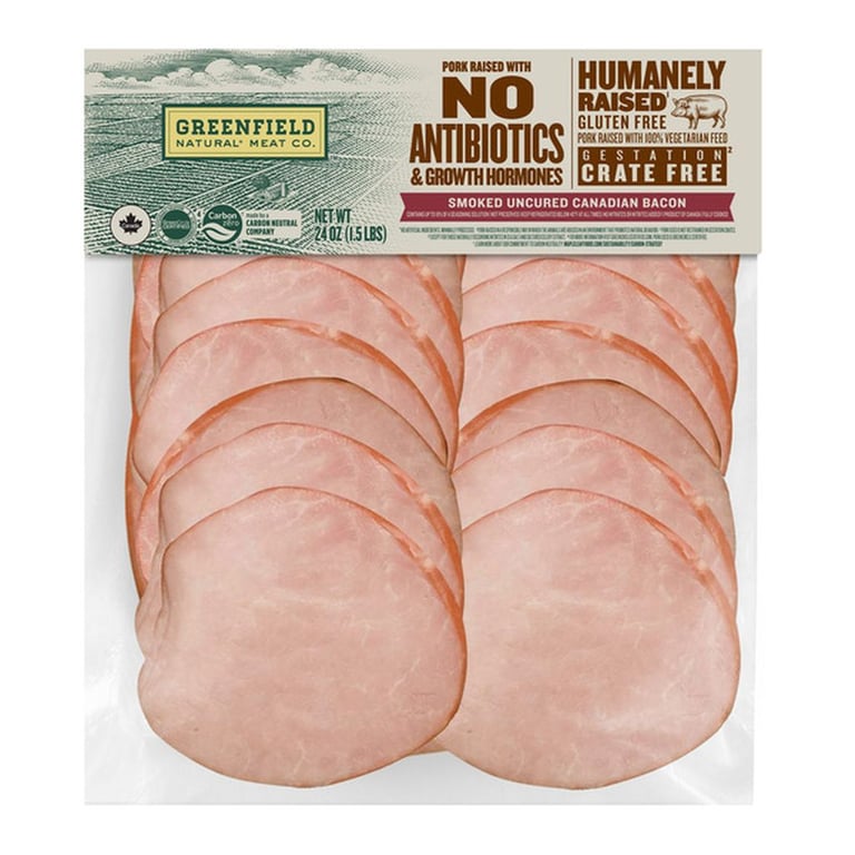 Greenfield Smoked Uncured Canadian Bacon, 24 oz
