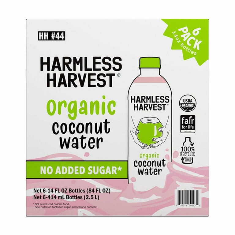 Organic Harmless Harvest Coconut Water 6 pack 14 ounces each