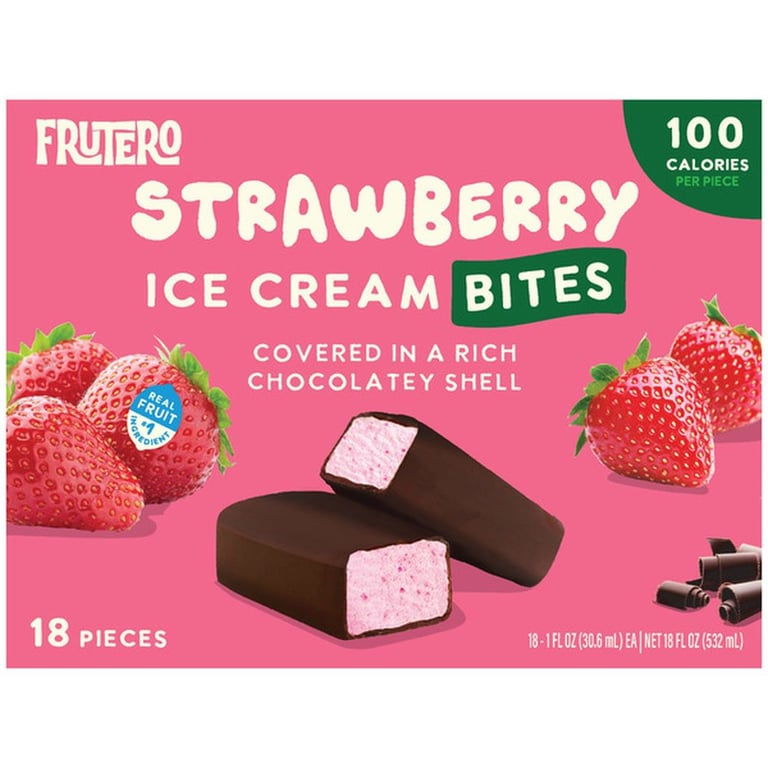 Frutero Strawberry Ice Cream Bites, 1 fl oz, 18-count