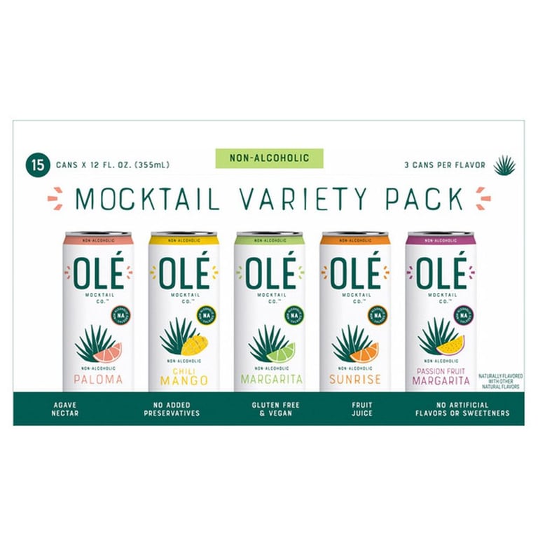 Ole' Mocktail Variety Pack Non-Alcoholic, 12.5 fl oz, 15-count