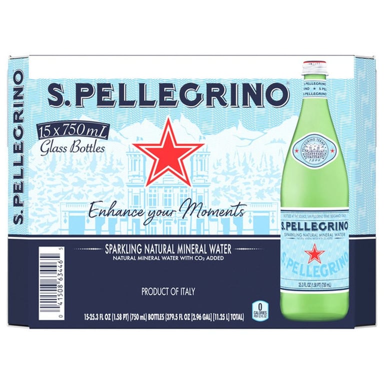 San Pellegrino Sparkling Natural Mineral Water, 25.3 fl oz, 15-count