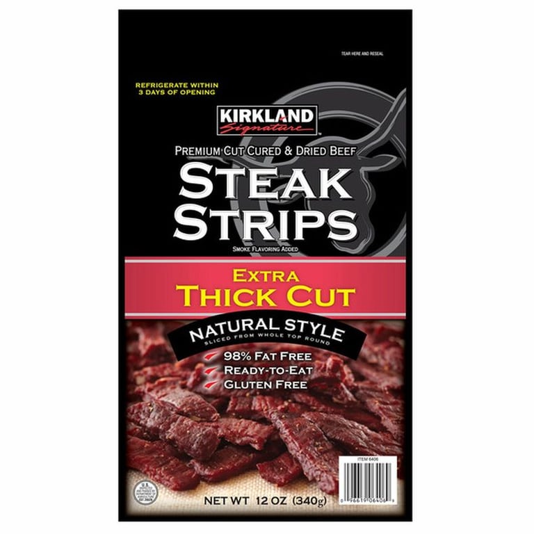 Kirkland Signature Premium Extra Thick Steak Strips, 12 oz