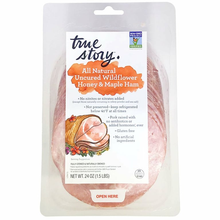True Story. All Natural Uncured Wildflower Honey & Maple Ham, 1.5 lbs