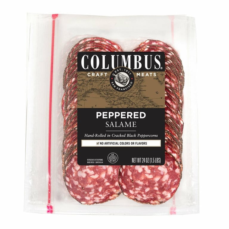 Columbus Sliced Peppered Salame, 24 oz