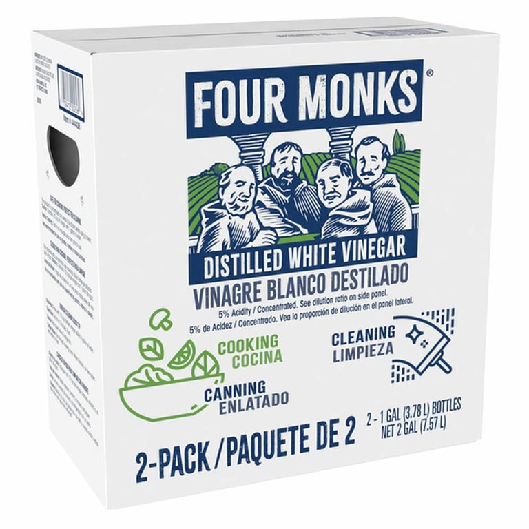 Four Monks Distilled Vinegar, 1 gal, 2-count