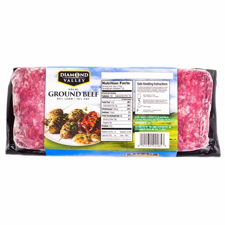 Diamond Valley Halal Ground Beef, 4-count, 1lb packs