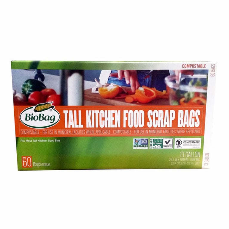 Bio Bag Tall 13-Gallon Food Scrap Bag, 60-count