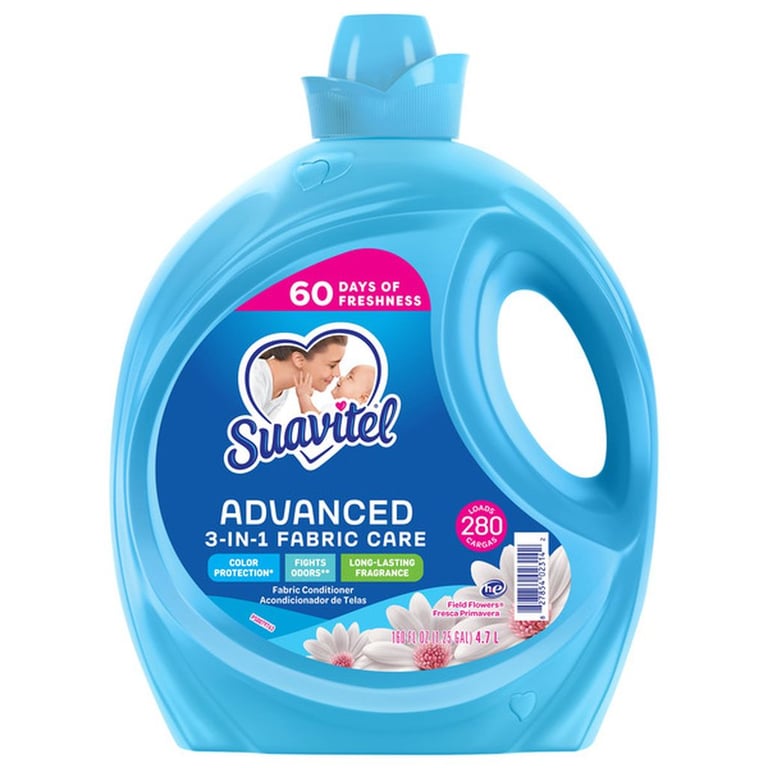 Suavitel Advanced Liquid Fabric Conditioner, Field Flowers, 280 Loads, 160 fl oz