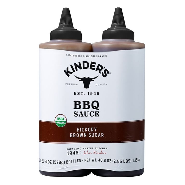 Kinder's Organic Hickory Brown Sugar BBQ Sauce, 20.4 oz, 2-count
