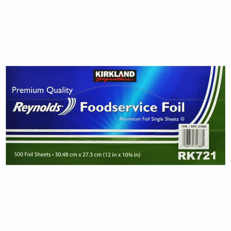 Kirkland Signature Reynolds Foodservice Aluminum Foil, Pre-Cut Single Sheets, 500-count