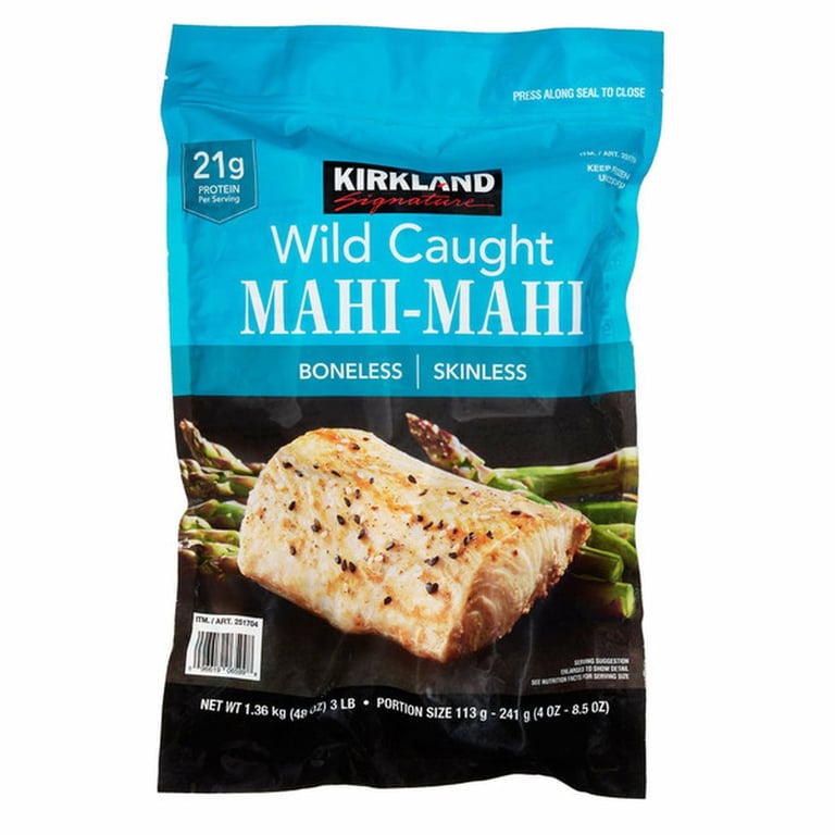 Kirkland Signature Wild Pacific Mahi-Mahi, Boneless Skinless, 3 lbs