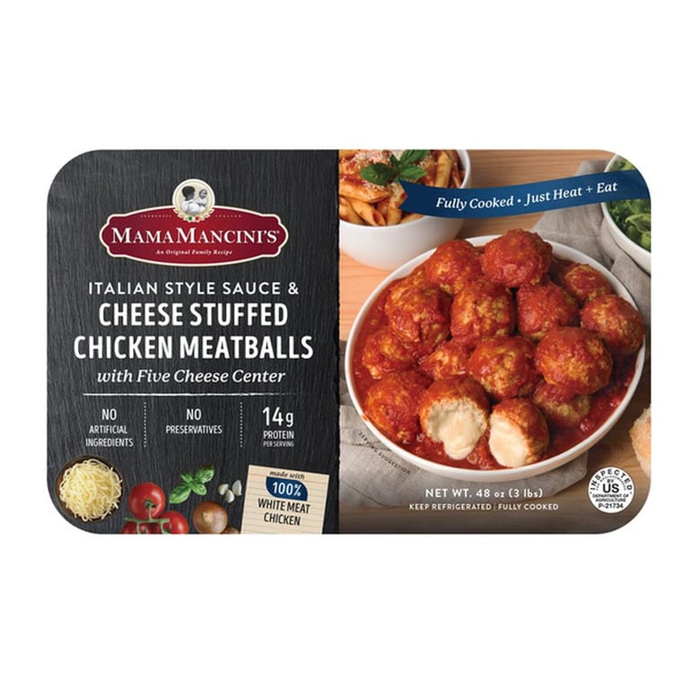 Mama Mancini's Cheese Stuffed Chicken Meatballs, 48 oz