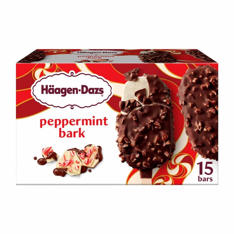 Haagen Dazs Peppermint Bark Ice Cream Bars, 3 oz, 15-count