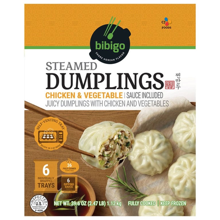 CJ Bibigo Steamed Dumplings, Chicken & Vegetable, 36-count