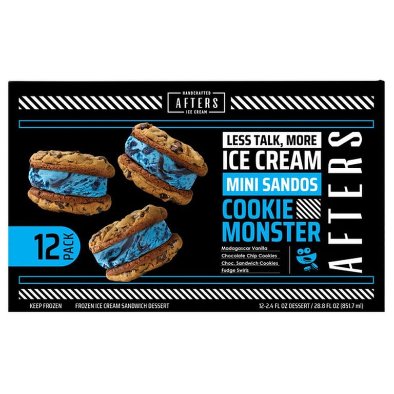 Afters Ice Cream Cookie Monster Mini Sando, 3 oz, 12-count