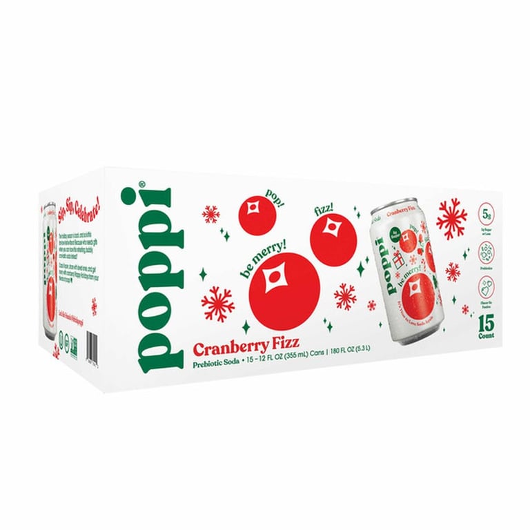 Poppi Soda, Cranberry Fizz, 12 fl oz, 15-count