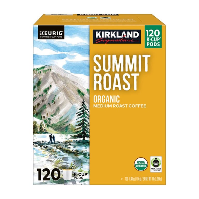 Kirkland Signature Coffee Organic Summit Roast K-Cup Pod, 120 count