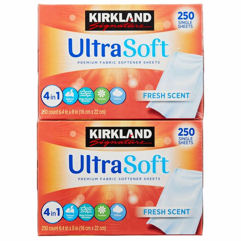 Kirkland Signature Fabric Softener Sheets, 250 Sheets, 2-count