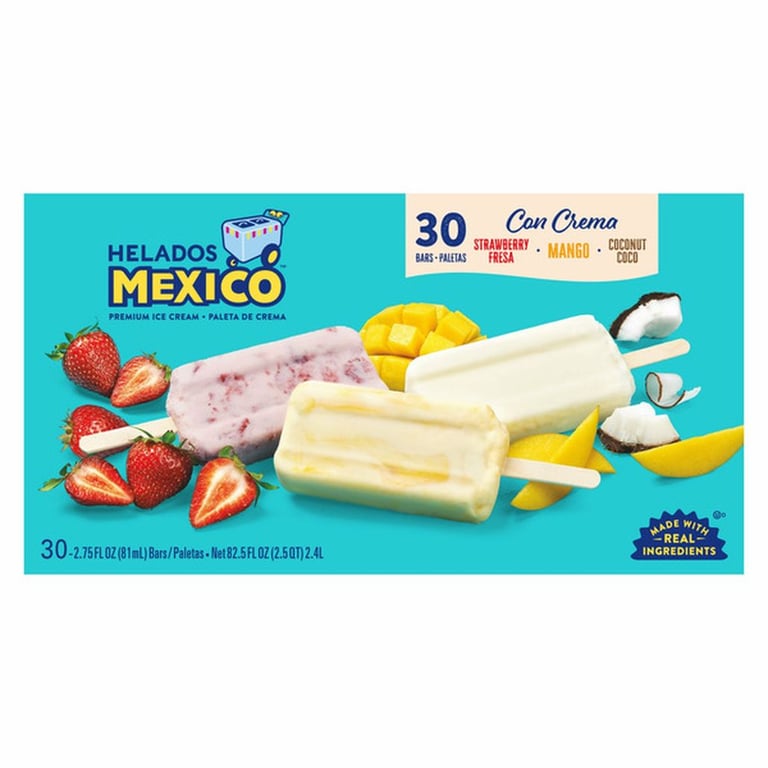 Helados Mexico Ice Cream Bars Variety, 30-count