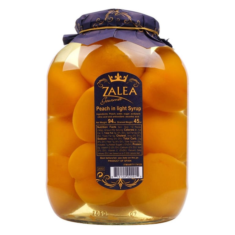Zalea Gourmet Peach In Light Syrup, 94 oz
