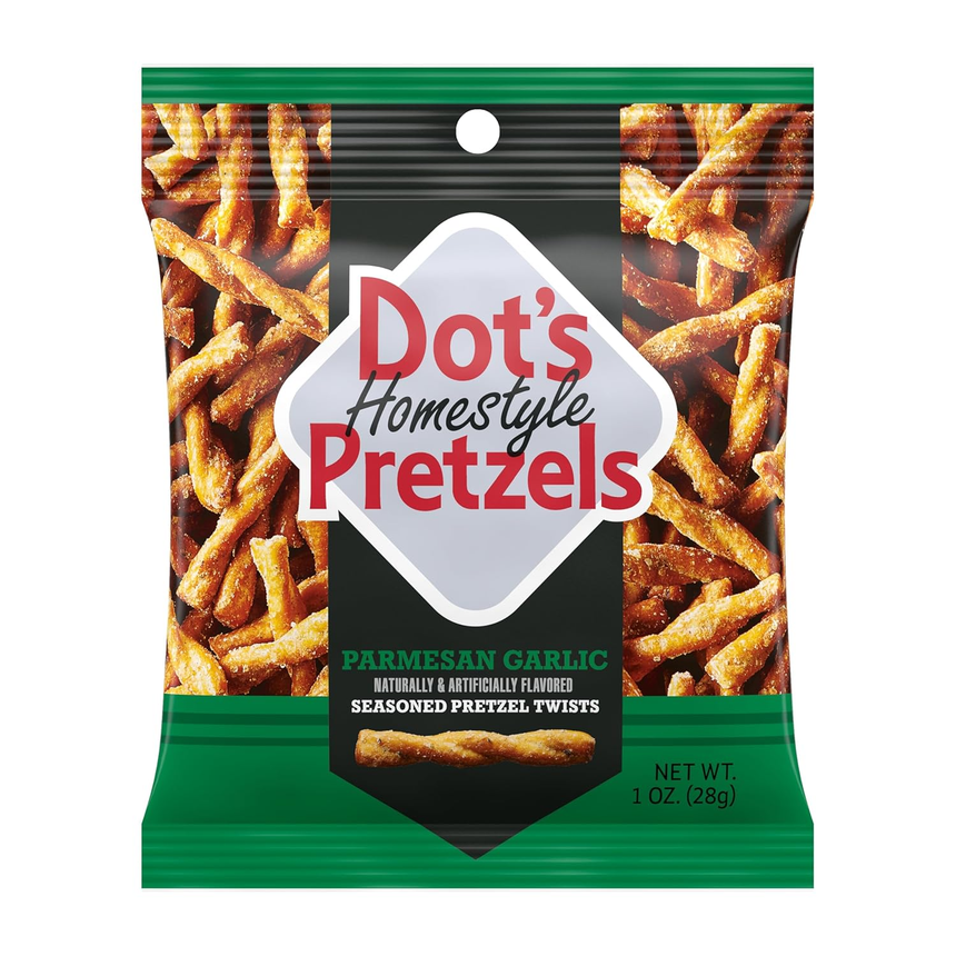 Dot’s Homestyle Seasoned Pretzel Twists, Parmesan Garlic 1 Pack, 1 oz